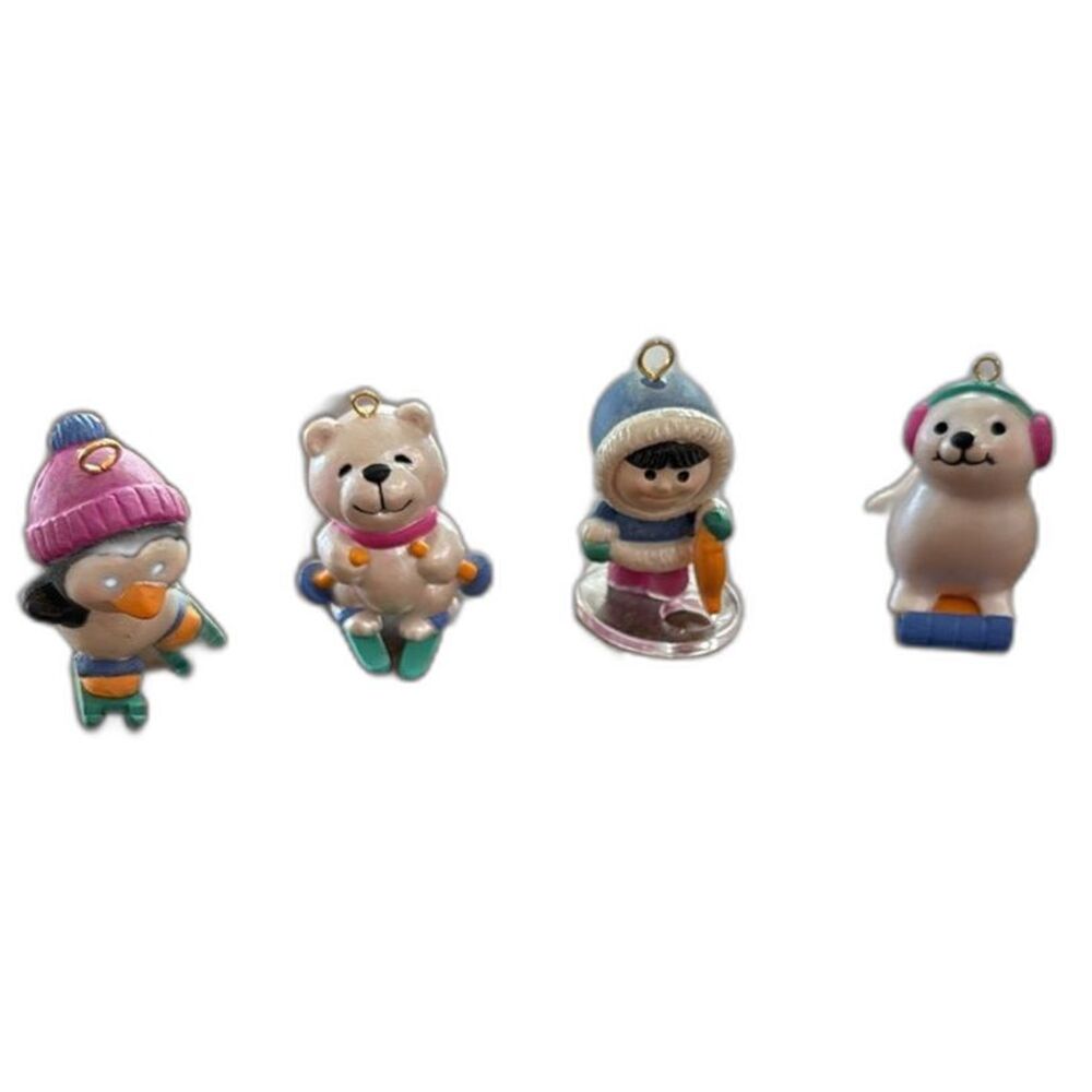 Avon Wee Winter Friends Mini Christmas Ornaments Set 4 Eskimo Seal Penguin Bear
